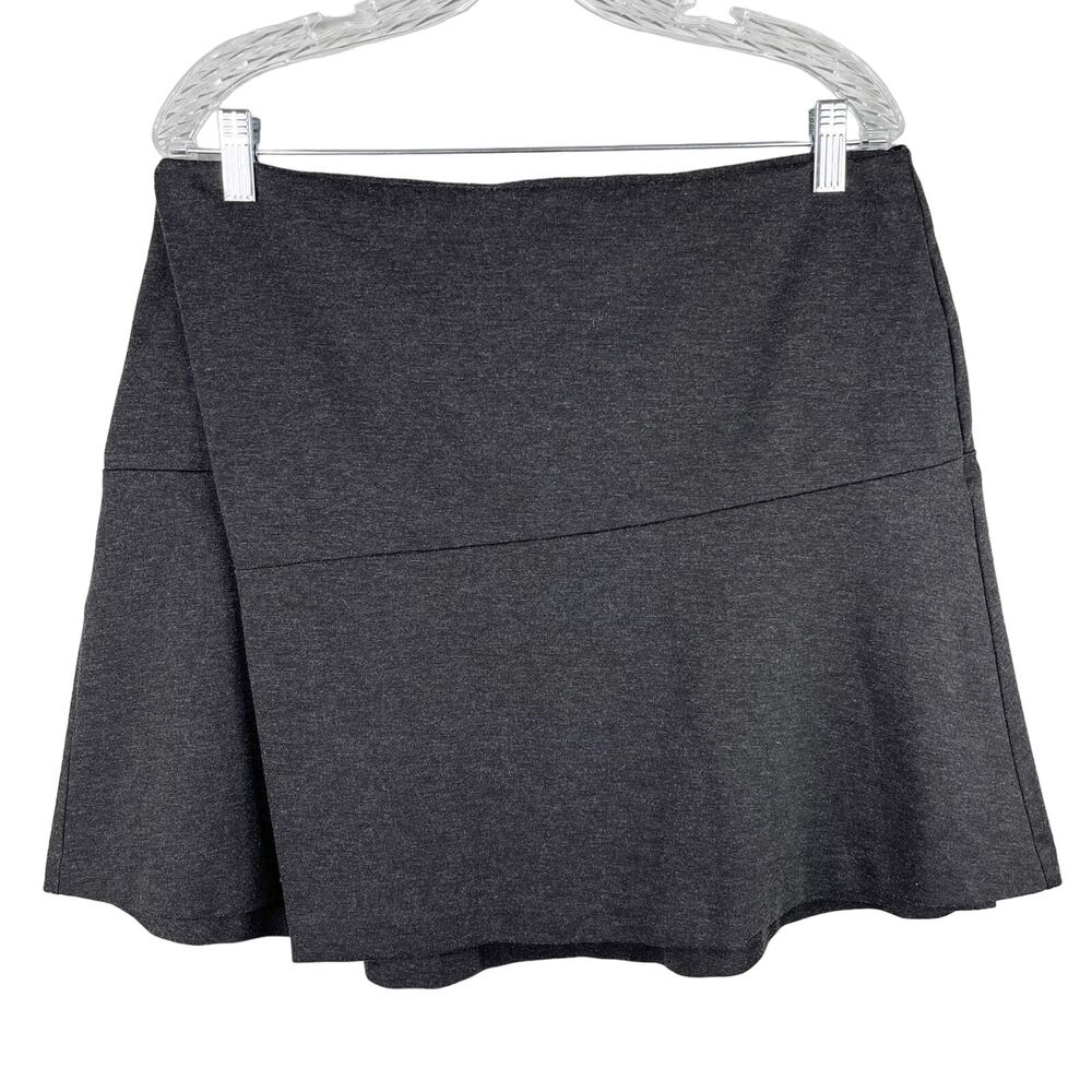 Thakoon Skirt Ponte Faux Wrap A-Line Charcoal Heather Stretch Large - Picture 8 of 9